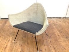 A 1950's 'Satelite' armchair, in the manner of Lloyd Loom, the woven triangular frame with pad seat,
