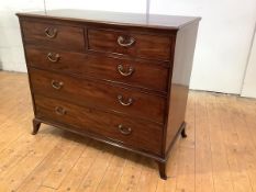 A late George III mahogany chest, c. 1800, the rectangular top above two short and three long