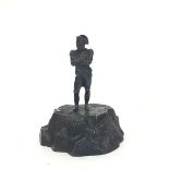 19th Century School, a small bronze figure of Napoleon, modelled with arms folded on a rockwork