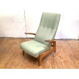 Rolf Rastad and Adolf Relling: A teak-framed reclining armchair c.1960 manufactured by Gimson &