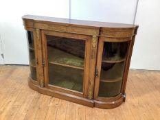 A mid-Victorian boxwood-inlaid walnut and gilt-metal mounted credenza, the breakfront top above a
