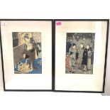 Utagawa Kunisada (Toyokuni III), a pair of woodblock prints, in inks and colours, one of three