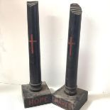 Masonic interest: a pair of painted wooden "broken" columns, one inscribed to the plinth "Hope", the