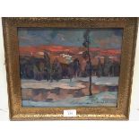 Hugo Carlberg (Swedish, 1880-1943), Winter Landscape, signed lower right, oil on panel, framed. 24.