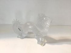 Lalique, a large modern clear and frosted glass sculpture of a Chinese Dragon, with etched mark "