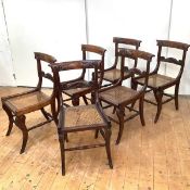 A set of six Scottish Regency stained beech chairs c.1820, each slightly curved top rail incised