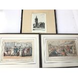 A pair of 19thc coloured prints, one entitled, Billingsgate, Tom and Bob taking a Survey after a