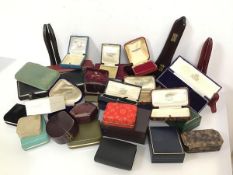 An assortment of modern and vintage jewellery boxes including those from R.W. Proudfoot, Perth, J.L.