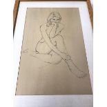 Jack Morocco DA, Seated Nude, pencil on paper, paper label verso (46cm x 30cm)