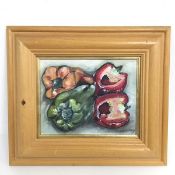 Fiona Hannay, (ne Ingram), Still Life of Peppers, oil, signed bottom right, ex Art Forum, paper