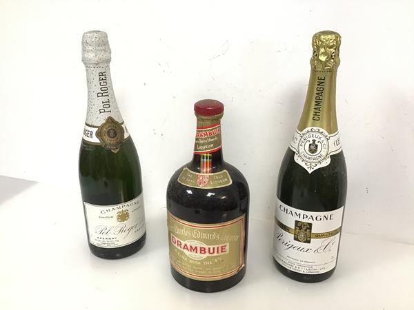 A bottle of Perigeux & Co. Champagne, imported by Cockburn & Co., Leith Ltd., a bottle of Pol