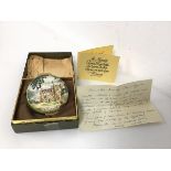 A Crummels Queen Mother Commemorative enamelled lidded box, decorated with Castle of Mey, limited