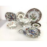 A collection of china including a 19thc Spode plate in Chinese Rose pattern (d.19cm), a Copeland &