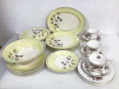 A set of five Johnson Brothers dinner plates, five side plates, bowl, two serving dishes (one with