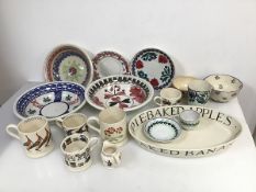 A mixed collection of Emma Bridgewater china including two bird mugs, a National Trust Victorian