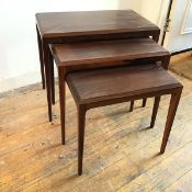Johannes Andersen, a set of three graduated rosewood tables, early 1960s, manufactured by