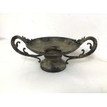 A Chinese metal censer with dragon handles (12cm x 30cm x 18cm)