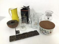 A mixed lot including three Guinness glasses, a Cragganmore water jug, a Dansk Danish enamelled