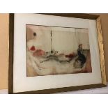 Attributed to Alan Kemp, Reclining Nude, watercolour (frame a/f) (32cm x 43cm)