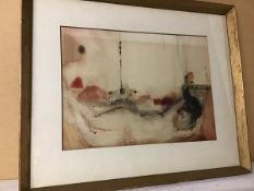 Attributed to Alan Kemp, Reclining Nude, watercolour (frame a/f) (32cm x 43cm)