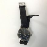 A 1940s Omega military issue wristwatch with leather strap (minute hand detached) (a/f) (22cm x