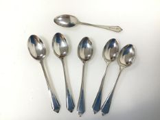 A set of six Birmingham silver teaspoons (combined: 48.09g)