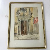 Anne Connell, Doorway, Kappelle St. Bernadino, Vienna, mixed media (33cm x 24cm)
