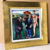 Michael McVeigh, Fairground Scene, oil, signed bottom right (28cm x 27cm)