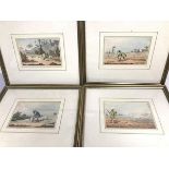 A set of four 19thc coloured prints depicting Hunting Scenes (each: 12cm x 18cm)