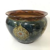 A Royal Doulton jardiniere with stylised leaf and flowerhead decoration (18cm x 25cm)