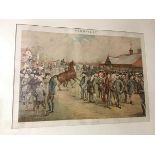 An early 20thc Vanity Fair print entitled, Newmarket, Tattersall's, 1887, framed (37cm x 52cm)