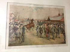 An early 20thc Vanity Fair print entitled, Newmarket, Tattersall's, 1887, framed (37cm x 52cm)