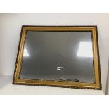 A rectangular wall mirror with gilt frame with outer acanthus leaf border (45cm x 60cm) (a/f)