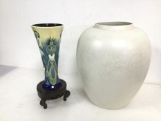 A Poole Pottery vase of urn form (27cm x 24cm) and an Old Tupton ware tulip style vase with Art