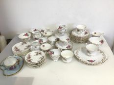 An assortment of Royal Albert Lavender Rose pattern and Roslyn china, including teacups, saucers,