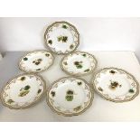 A set of six c.1880 Davenport dessert plates with gilt scalloped edges and leaf decoration (each: