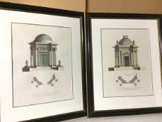 After W. Chambers, architectural prints, Domed Buildings (2) (each: 45cm x 34cm)