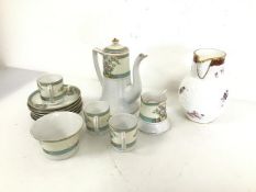 A Kokura, China Japanese coffee service including coffee pot (17cm x 16cm x 10cm), three demi