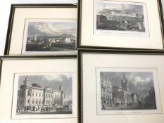 A set of four 19thc engravings of Edinburgh scenes, including The Registry Office, St Giles, The New