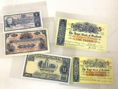 A group of 20thc Scottish banknotes, including The Clydesdale Bank, £1, 1937, North of Scotland