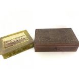 An Anglo Indian jewellery box, with allover carved exterior and fitted interior (8cm x 27cm x
