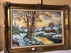 John Corcoran, Winter Landscape, oil on canvas, signed bottom left, ex Talbot Gallery, paper label