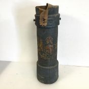 An early 20thc Cordite canvas cylinder with Royal Crest to front (a/f) (50cm x 16cm)