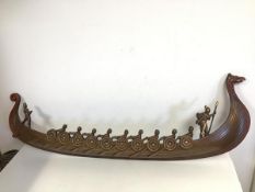 Viking wall art: a plastic model of a Viking Longboat with Rowers (35cm x 102cm)
