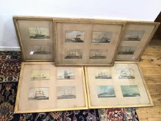 Maritime Interest: a set of framed Edwardian coloured prints depicting Royal Naval ships, each frame