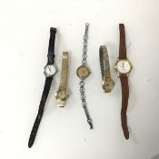 A collection of lady's wristwatches including a 1930s/40s Omega with later strap (18cm x 2cm), two