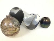 A collection of Studio Glass vases, all of baluster form, largest signed indistictly Flagate (h.