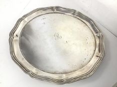 A Sheffield silver salver with raised scalloped edge, inscribed to base Wilson & Gill, Regent