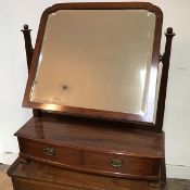 A reproduction mahogany Georgian style dressing table mirror, the bevelled glass with tapering