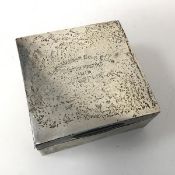 A London silver box c.1915 inscribed Khor Maksar Golf Club, Easter Meeting 1915 J.Esplin with wood